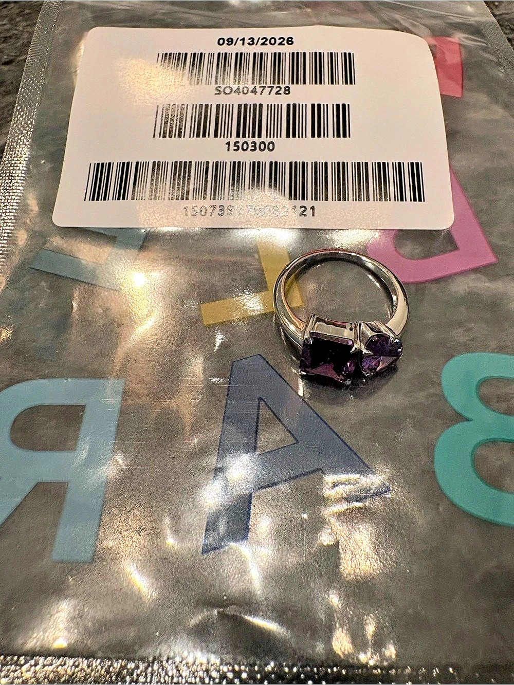 Bauble bar amethyst amethyst silver band ring 8 ring NWT